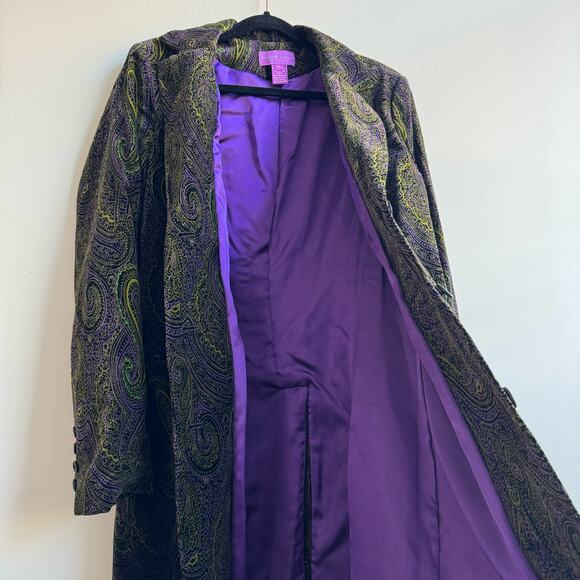 Suzanne Somers Velvet Paisley Print Trench Coat - 10 - Picture 6 of 12